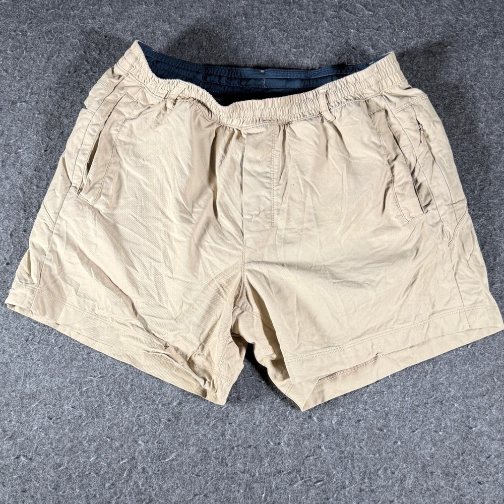 Birddogs Mens Khaki Tan Athletic Gym Shorts with Liner Size Large Short 5 Inseam